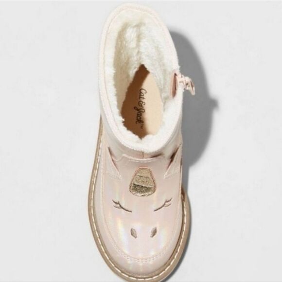 Toddler Girls' Isla Unicorn Zipper Slip-On Winter Boots - Cat & Jack Pink Size 5 - Picture 6 of 13
